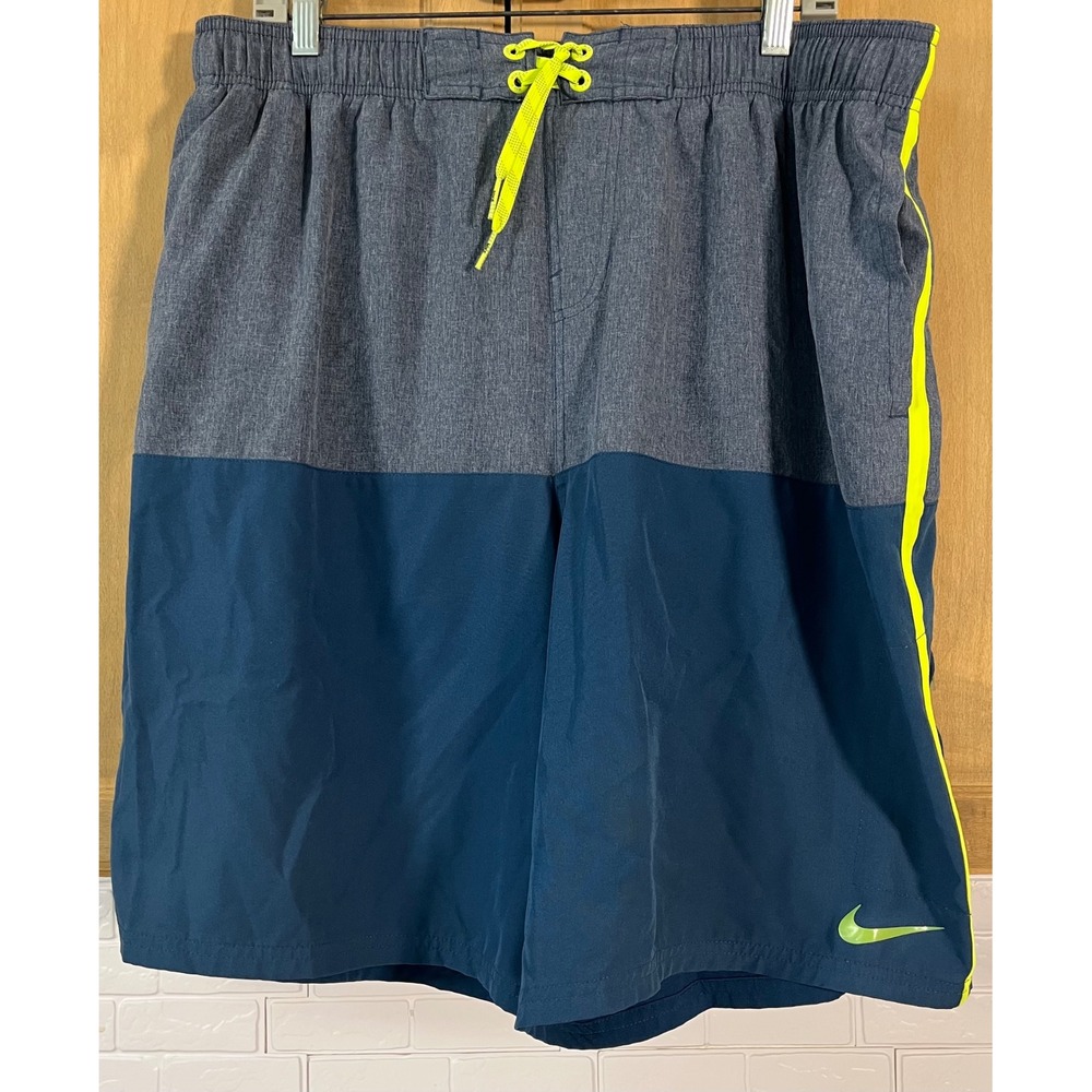 Nike Swim Trunks Men's XXL Tall Blue Grey Color Block Board Shorts